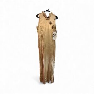 RARE NWT Vintage Gunne Sax & Jessica McClintock Gold Maxi Dress 13/14 (M/L)